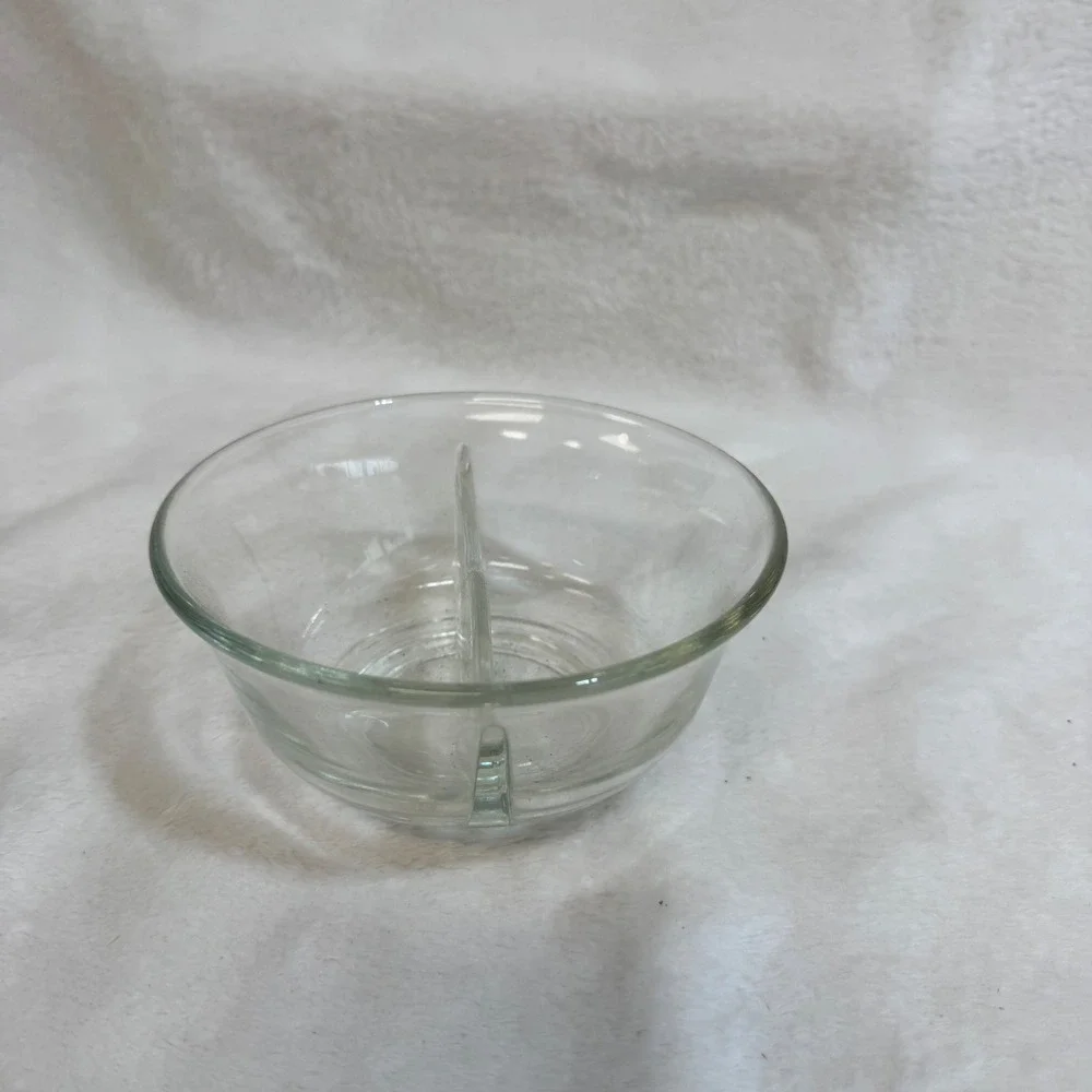 Vintage Clear Glass Divided Serving Dish Candy Nut‎ Bowl Appetizer Condiment